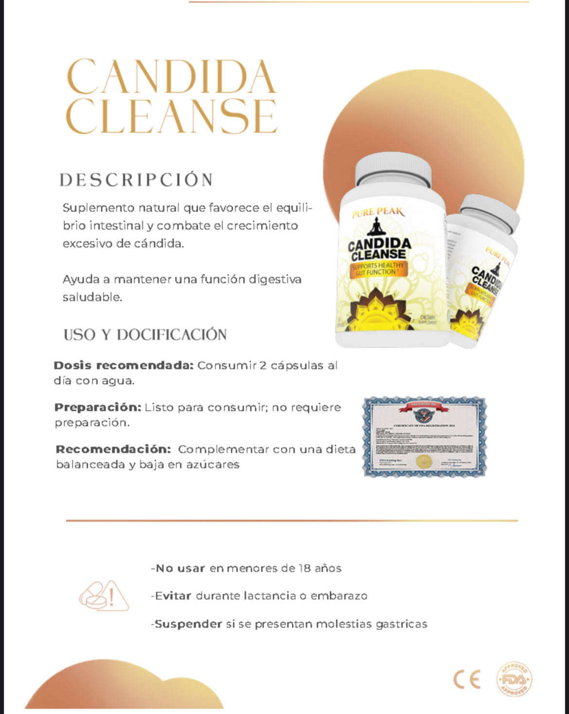 Detox Intestinal Natural Candida Cleanse 60 capsulas.